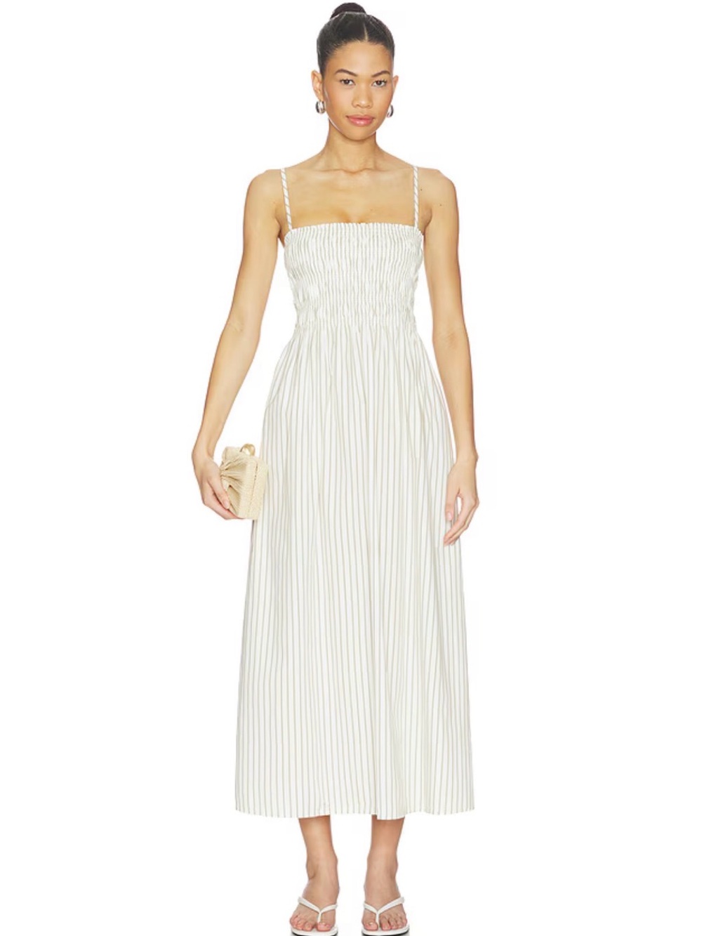 Pistola Bianca Dress in Sage Egret Stripe - L